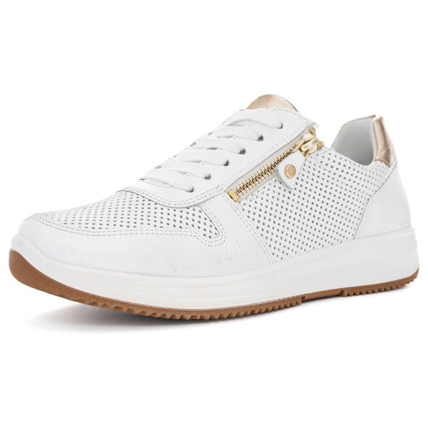 Opal: Perforated Zip Sneaker - White 04 – ara Shoes United States