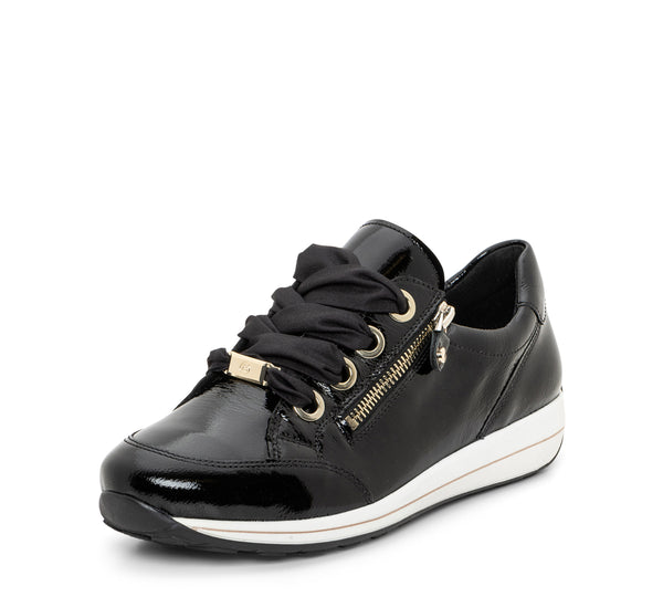 Ollie: Zip Sneaker - Black 81 – ara Shoes United States