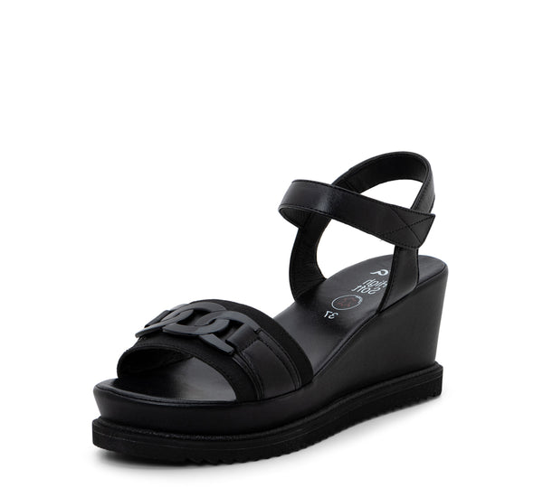 Palmdale: Buckle Wedge Sandal Black 01 – ara Shoes United States