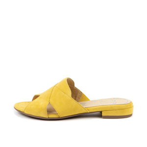 Val 16834-08 Women's Yellow Suede Elegant and Comfortable Slide Sandal