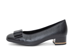Garnet: Bow Block Heel Pump 35mm - Black 85