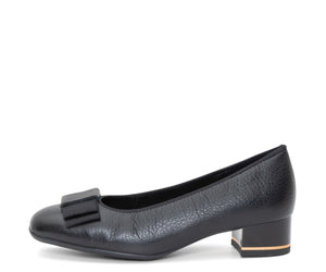 Garnet: Bow Block Heel Pump 35mm - Black 85