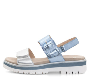 Marbella Women's Adjustable Sandal - Silver & Blue 13