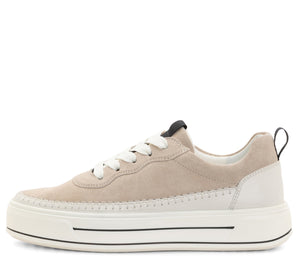 Corsica: Baseball Stitch Platform Sneaker - Cream & Shell 09
