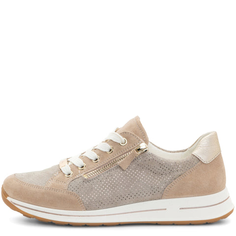 Oleanna: Zip Sneaker - Sand 85 – ara Shoes United States