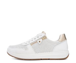 Opal: Perforated Zip Sneaker - White 04