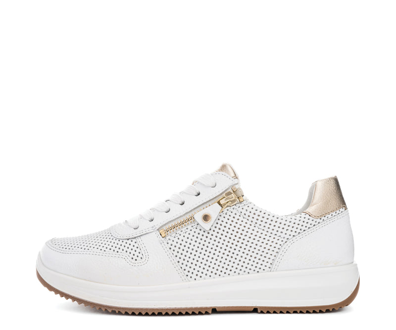 Opal: Perforated Zip Sneaker - White 04 – ara Shoes United States