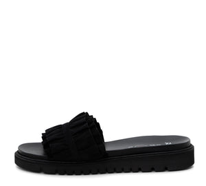 Keyes Women's Ruffle Slide Sandal - Black 01