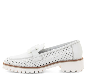 Kegon: Chunky Sole Perforated Loafer - White 04