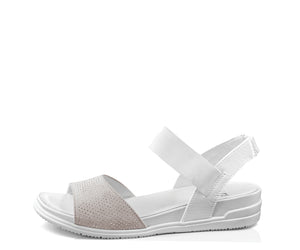 Vicky: Rhinestone Sandal - Pebble & White 05 (FINAL SALE)