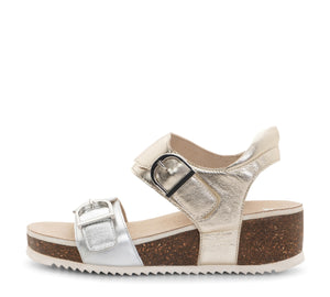 Nova: Adjustable Wedge Sandal - Silver & Platinum 12