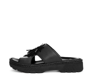 Cancun: Pom Pom Slide Sandal - Black 01