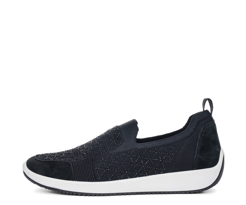 Lisbon Women's Rhinestone Stretch Slip-on Sneaker - Black 10
