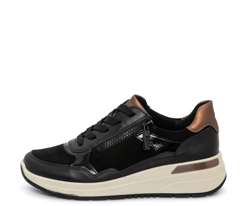 Gardenia: Women's Zip Multi-Color Wedge Sneaker - Black 01 (FINAL
