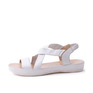 Dylan 15183-07 Women's White Leather Elastic Strap Sandal