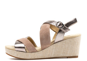 Robin 18705-75 Women's Taupe Suede and Metallic Espadrille Wedge 