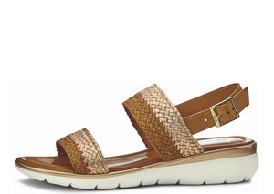 Kyoto 23602-08 Women's Brown and Rose Woven Leather Back-strap Sandal