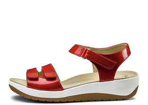Naia 25930-70 Women's Red Crinkle Patent Adjustable Wedge Sandal 
