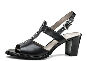 Gale 35647-01 Women's Edgy Black Leather Adjustable Buckle Heel
