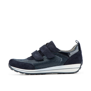 Olga 44520-77 Women's Navy Suede and Patent Adjustable Strap Sneaker