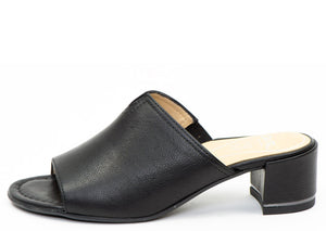 Gerty 15905-01 Women's Black Leather Block Heel Mule 
